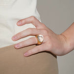 Minimalist Hill Silhouette Ring - Gold White Crystal - floysun