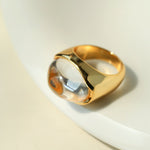 Minimalist Hill Silhouette Ring - Gold White Crystal - floysun