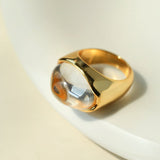 Minimalist Hill Silhouette Ring - Gold White Crystal - floysun