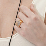 Minimalist Hill Silhouette Ring - Gold White Crystal - floysun