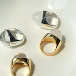 Minimalist Hill Silhouette Ring - Gold White Jade - floysun