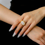 Minimalist Hill Silhouette Ring - Gold White Jade - floysun