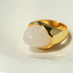 Minimalist Hill Silhouette Ring - Gold White Jade - floysun