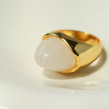 Minimalist Hill Silhouette Ring - Gold White Jade - floysun