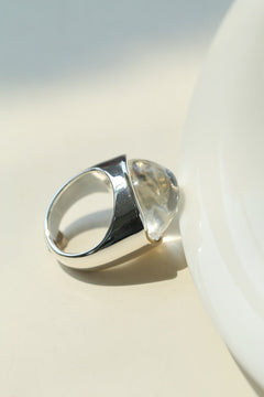 Minimalist Hill Silhouette Ring - Silver White Crystal - floysun