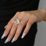 Minimalist Hill Silhouette Ring - Silver White Crystal - floysun