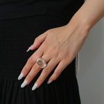 Minimalist Hill Silhouette Ring - Silver White Crystal - floysun