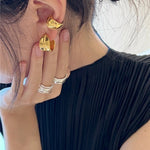 Minimalist Leaf C - shaped Stud Earrings - floysun