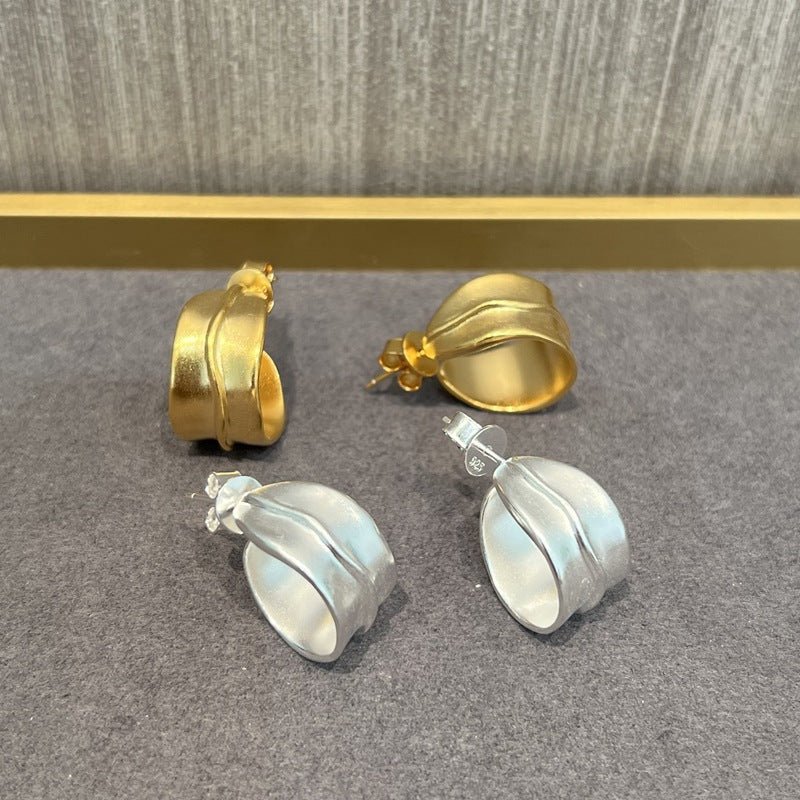 Minimalist Leaf C - shaped Stud Earrings - floysun