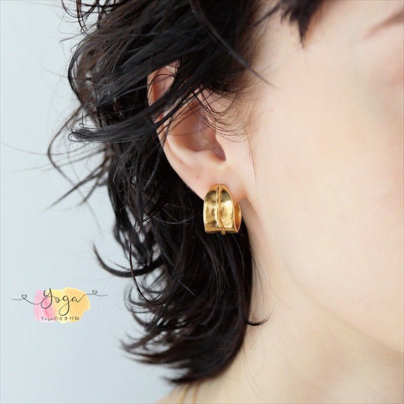 Minimalist Leaf C - shaped Stud Earrings - floysun