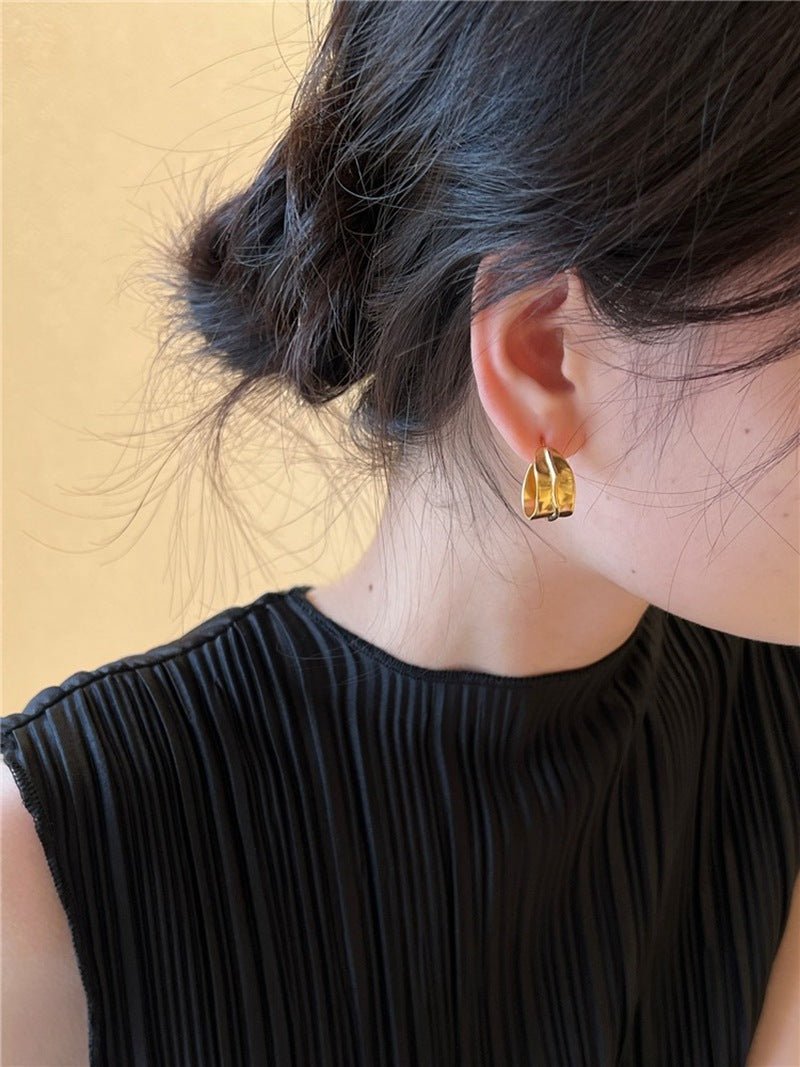 Minimalist Leaf C - shaped Stud Earrings - floysun