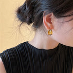 Minimalist Leaf C - shaped Stud Earrings - floysun