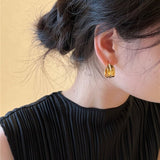 Minimalist Leaf C - shaped Stud Earrings - floysun