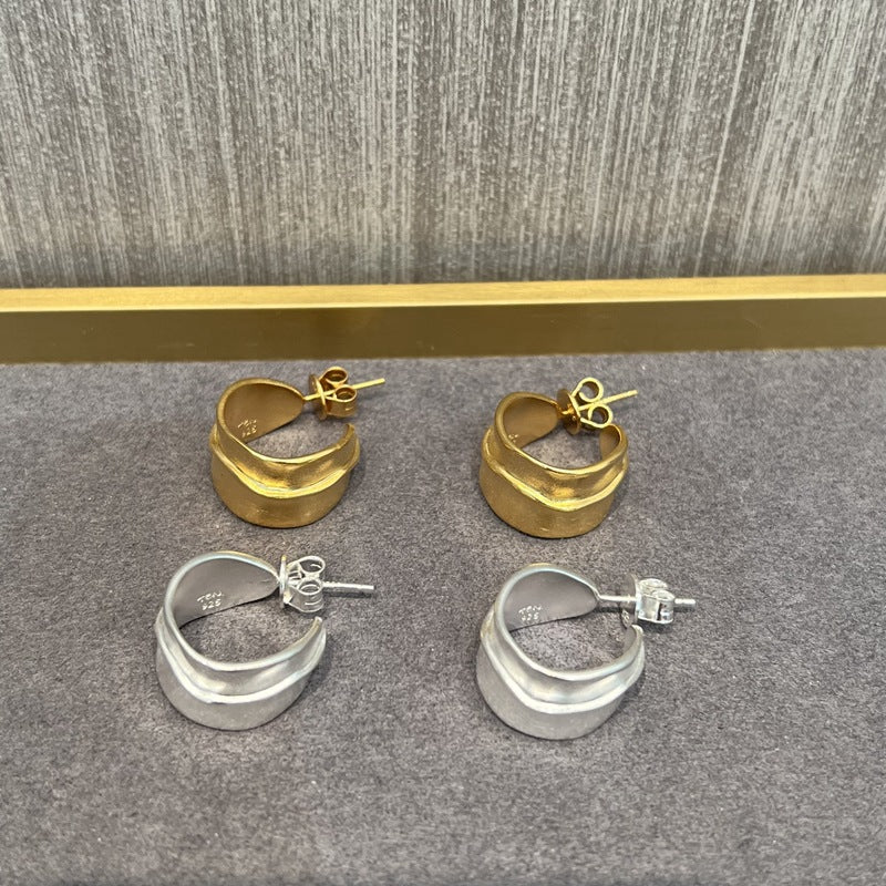 Minimalist Leaf C - shaped Stud Earrings - floysun
