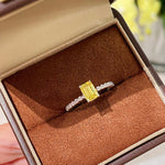 Minimalist Lemon Yellow Diamond Ice Sugar Princess Ring - floysun