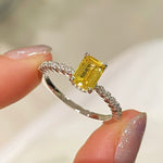 Minimalist Lemon Yellow Diamond Ice Sugar Princess Ring - floysun