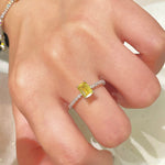 Minimalist Lemon Yellow Diamond Ice Sugar Princess Ring - floysun
