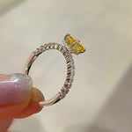 Minimalist Lemon Yellow Diamond Ice Sugar Princess Ring - floysun