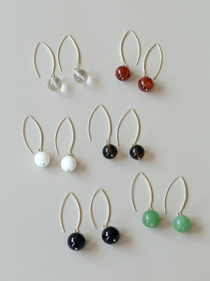 Minimalist Natural Gemstone Earrings – Sterling Silver Hook, 6 Color Options - floysun