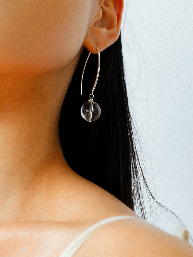 Minimalist Natural Gemstone Earrings – Sterling Silver Hook, 6 Color Options - floysun
