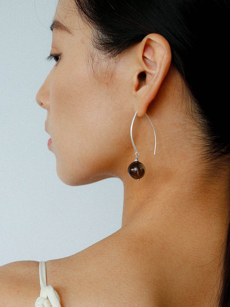 Minimalist Natural Gemstone Earrings – Sterling Silver Hook, 6 Color Options - floysun