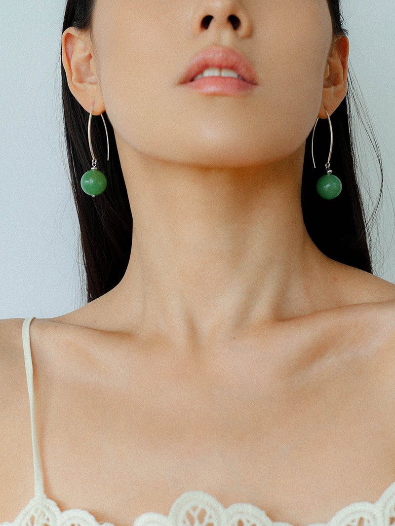 Minimalist Natural Gemstone Earrings – Sterling Silver Hook, 6 Color Options - floysun