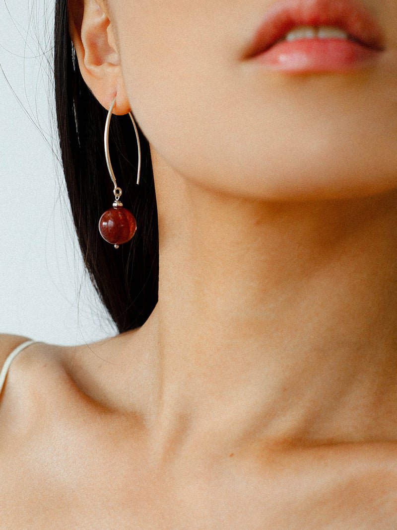 Minimalist Natural Gemstone Earrings – Sterling Silver Hook, 6 Color Options - floysun