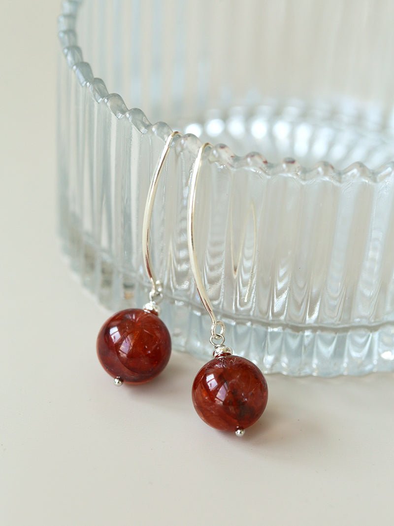Minimalist Natural Gemstone Earrings – Sterling Silver Hook, 6 Color Options - floysun