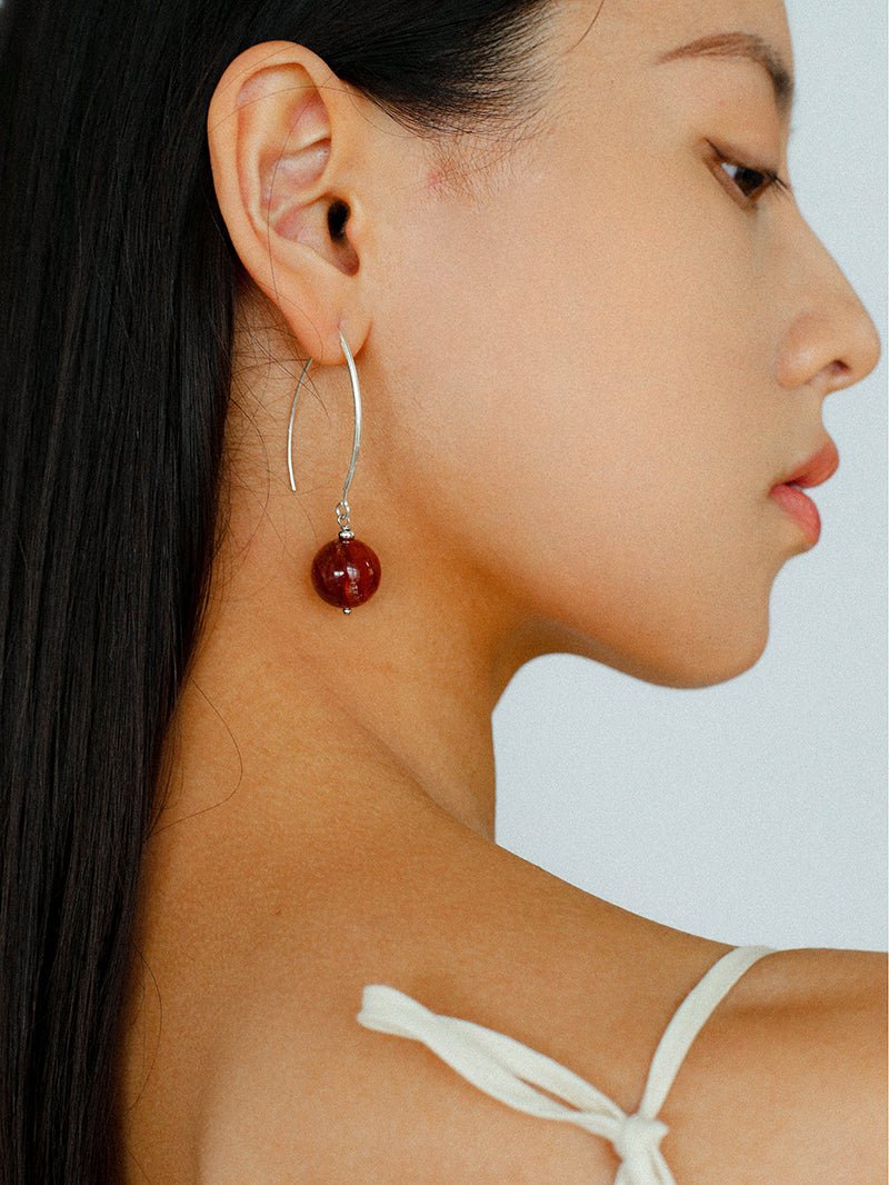 Minimalist Natural Gemstone Earrings – Sterling Silver Hook, 6 Color Options - floysun