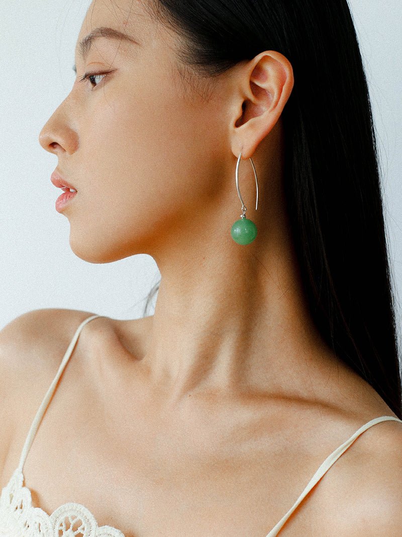 Minimalist Natural Gemstone Earrings – Sterling Silver Hook, 6 Color Options - floysun