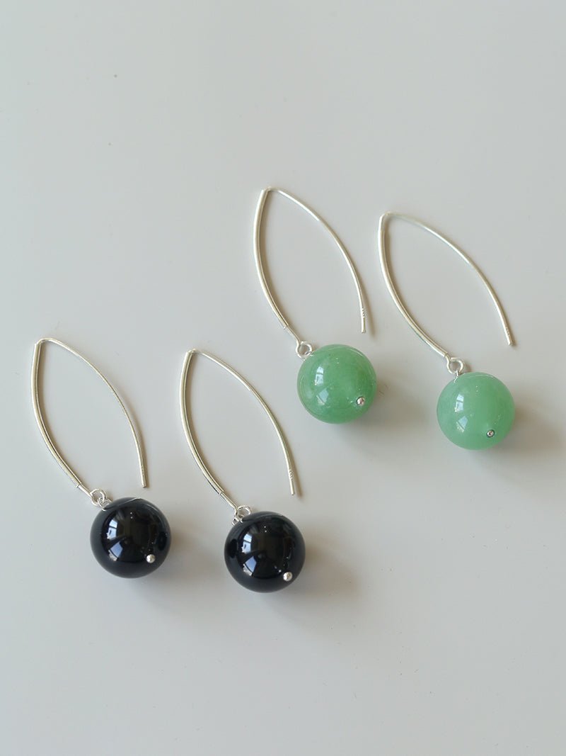 Minimalist Natural Gemstone Earrings – Sterling Silver Hook, 6 Color Options - floysun