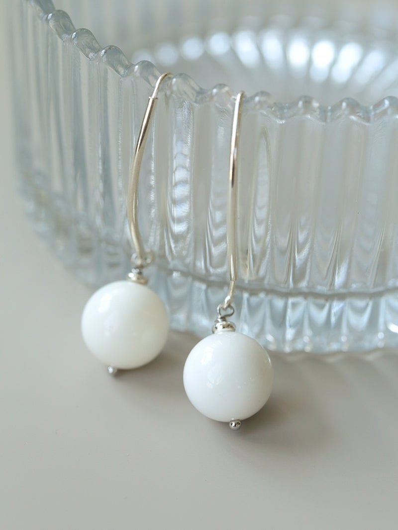 Minimalist Natural Gemstone Earrings – Sterling Silver Hook, 6 Color Options - floysun