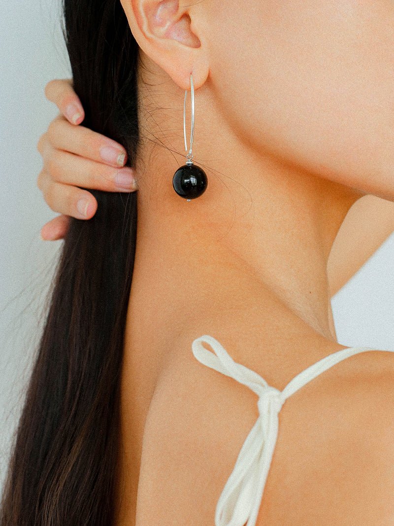 Minimalist Natural Gemstone Earrings – Sterling Silver Hook, 6 Color Options - floysun