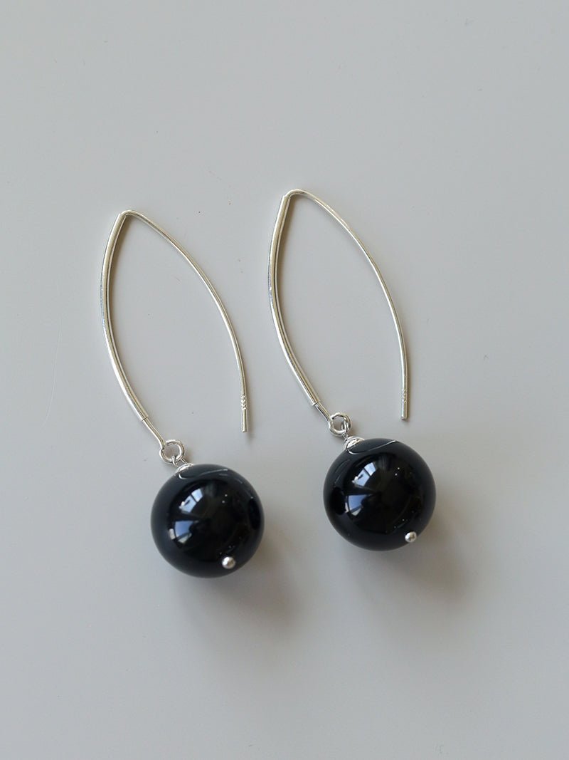 Minimalist Natural Gemstone Earrings – Sterling Silver Hook, 6 Color Options - floysun