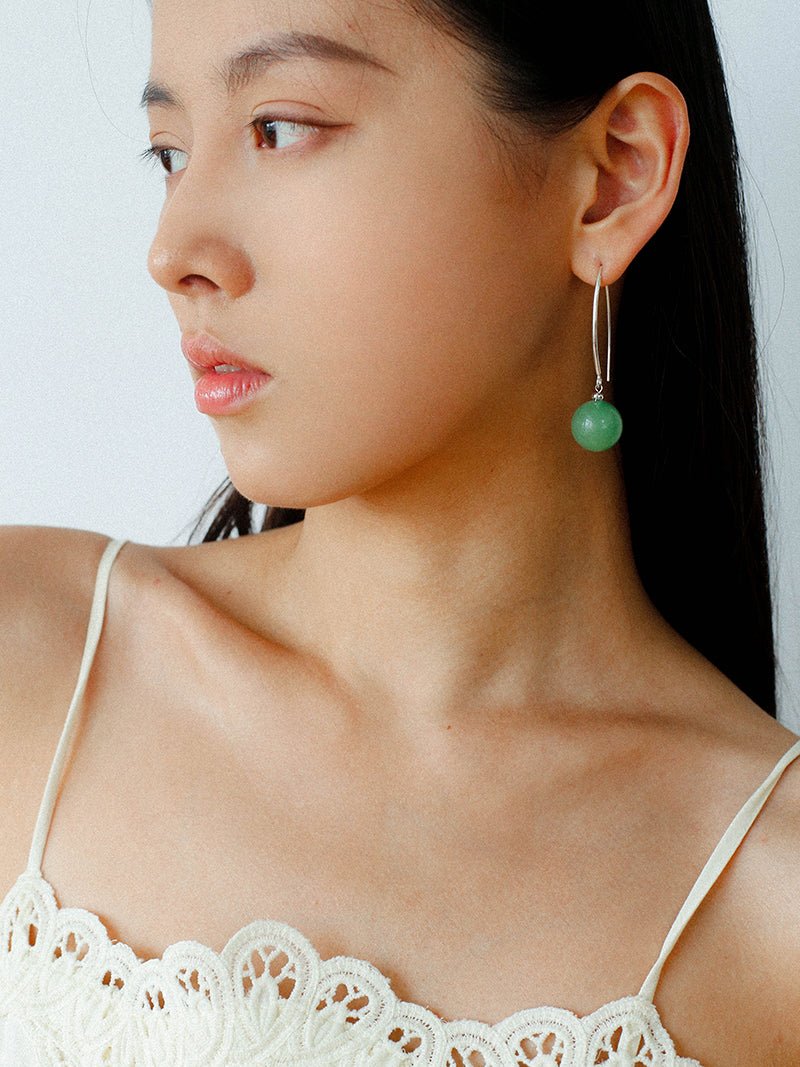 Minimalist Natural Gemstone Earrings – Sterling Silver Hook, 6 Color Options - floysun