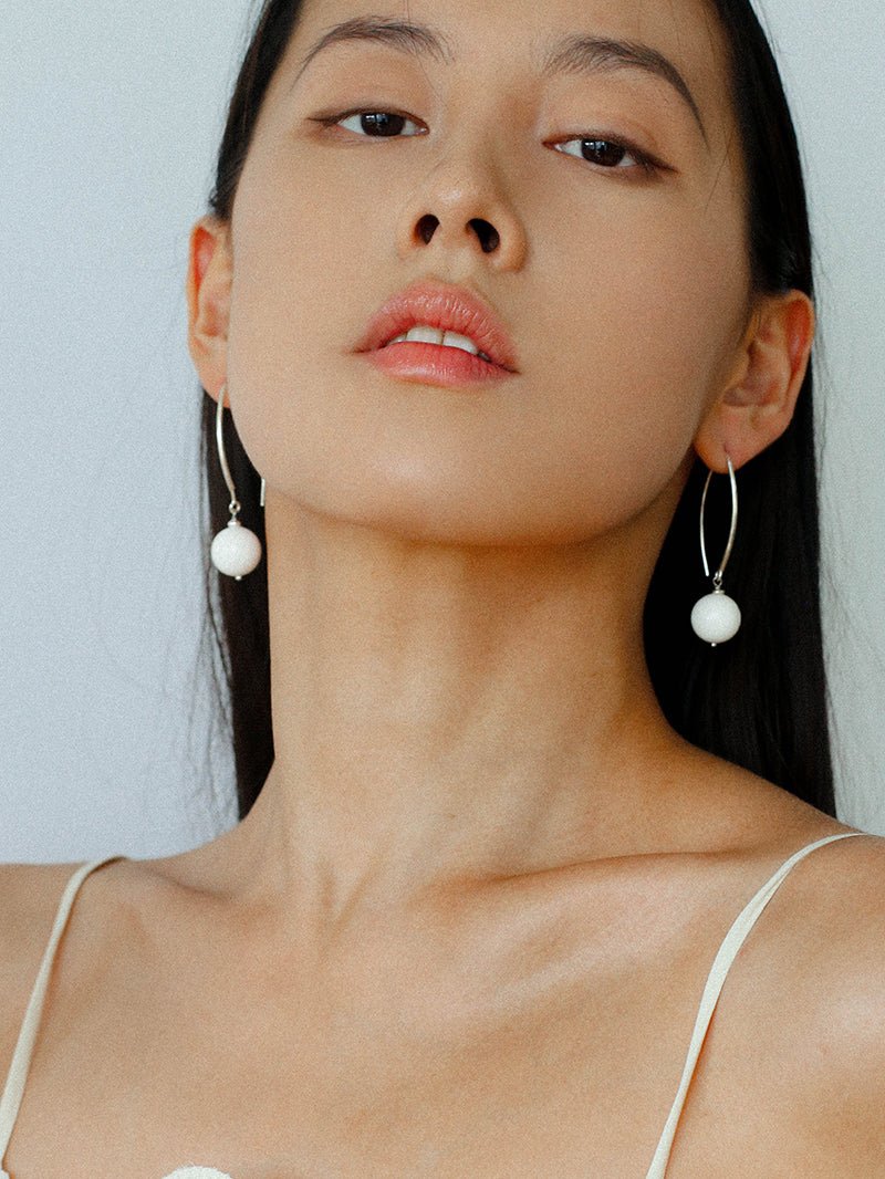Minimalist Natural Gemstone Earrings – Sterling Silver Hook, 6 Color Options - floysun