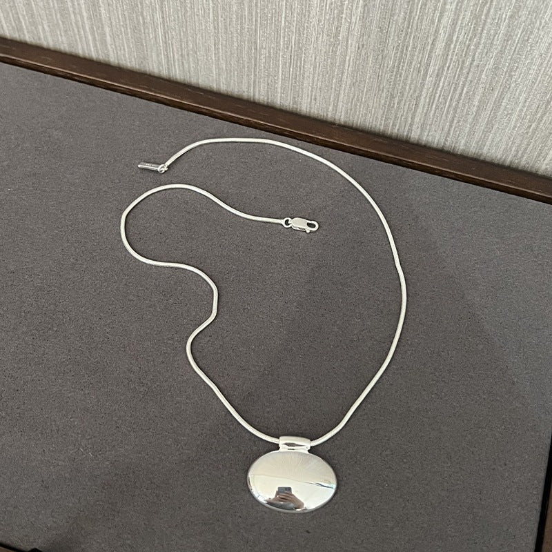 Minimalist Oval Silver Egg Necklace - floysun