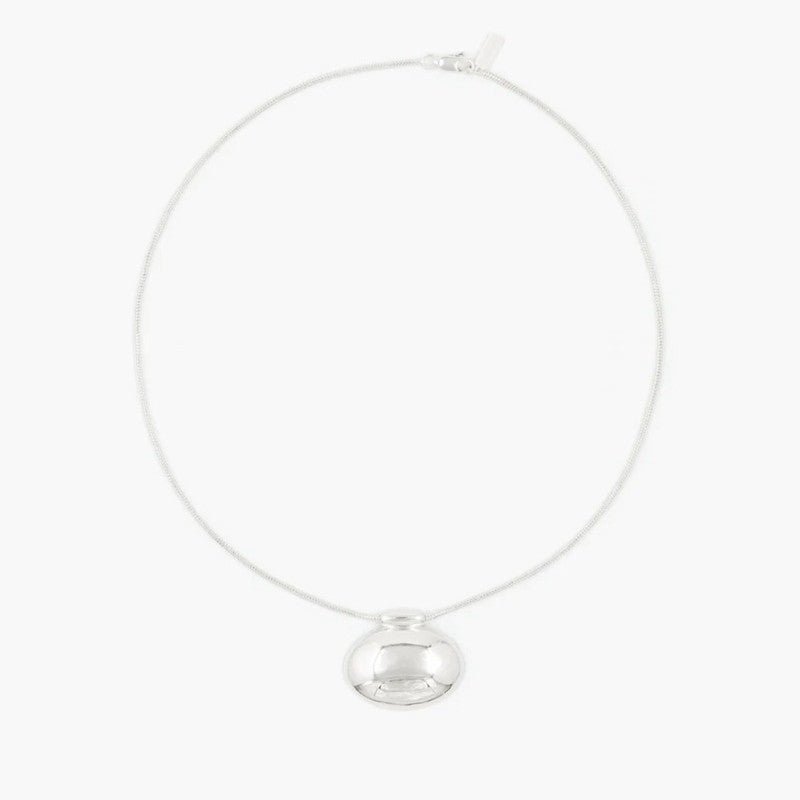 Minimalist Oval Silver Egg Necklace - floysun