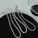 Minimalist Rice Freshwater Pearl Silver Bean Necklace - Rice Pearl - floysun