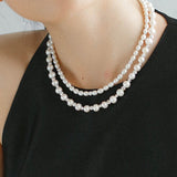 Minimalist Rice Freshwater Pearl Silver Bean Necklace - Rice Pearl - floysun