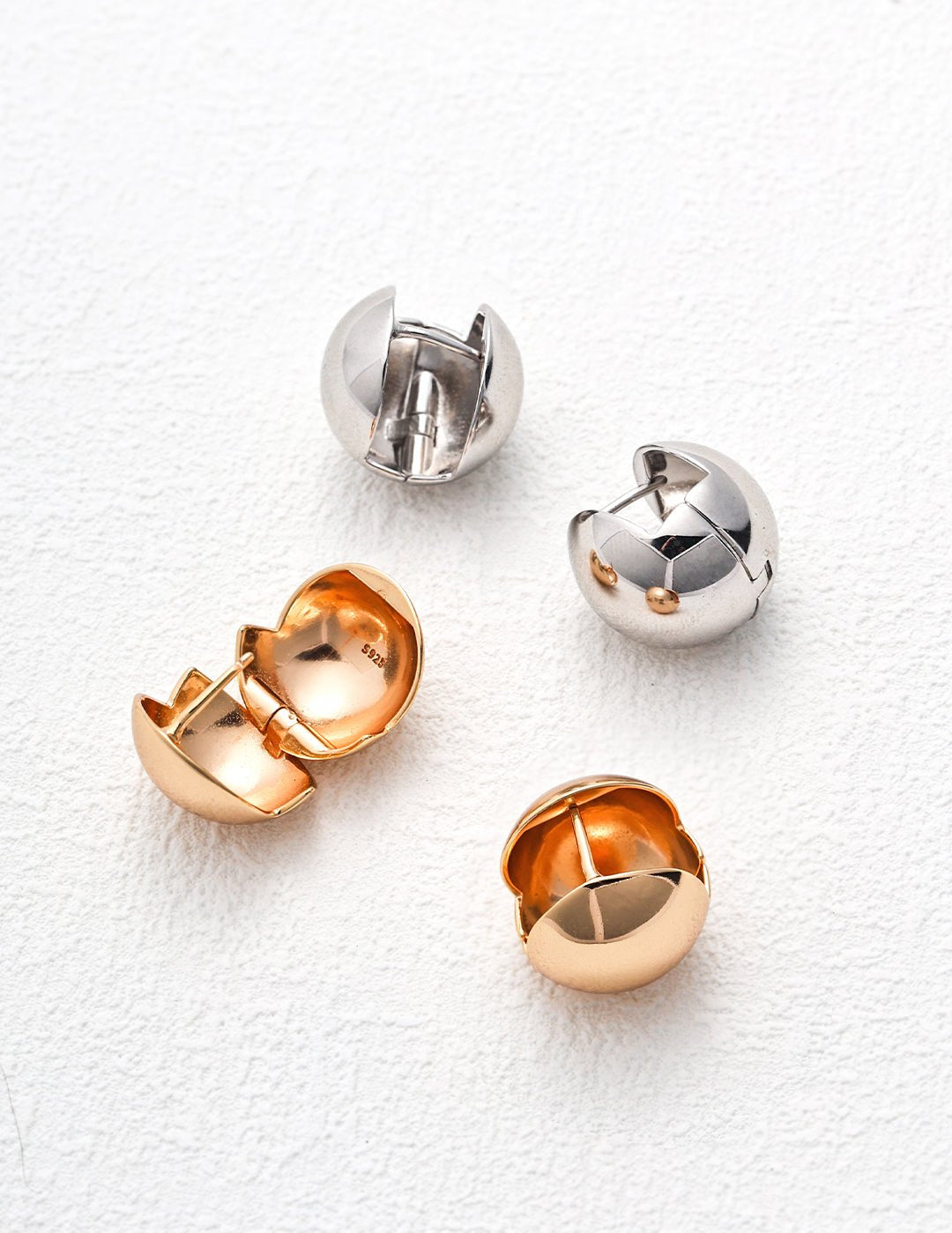 Minimalist Sterling Silver Geometric Huggie Earrings - floysun