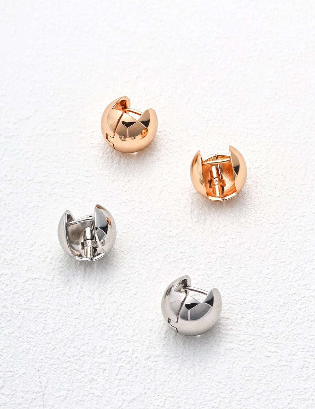 Minimalist Sterling Silver Geometric Huggie Earrings - floysun