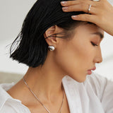 Minimalist Sterling Silver Geometric Huggie Earrings - floysun
