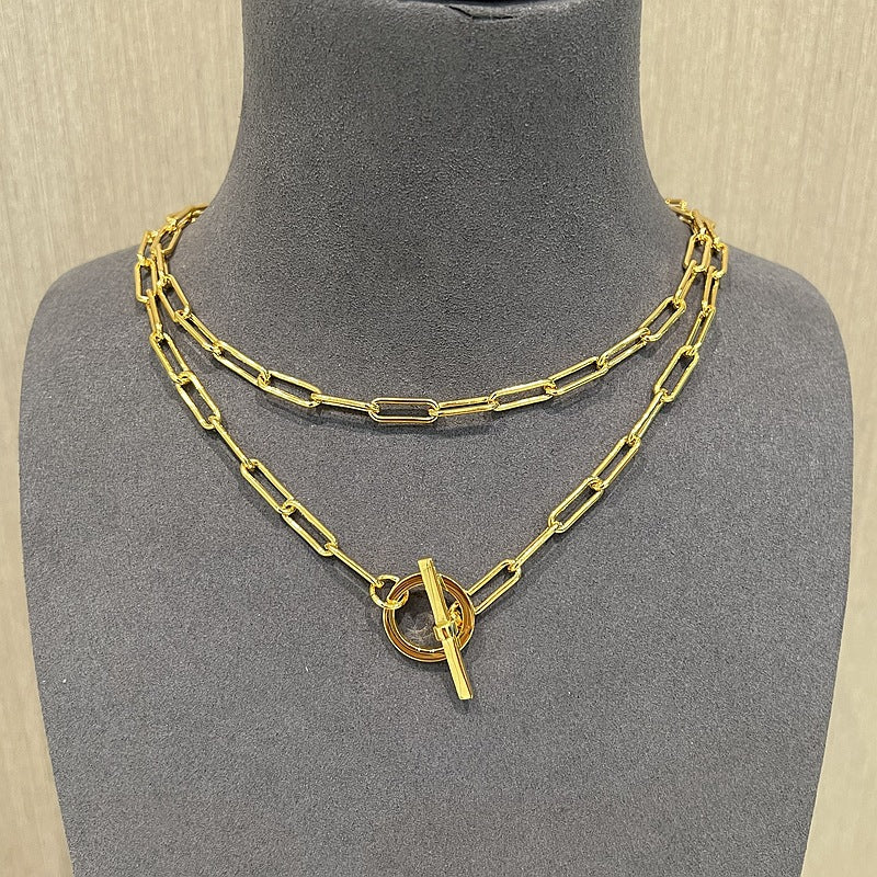 Minimalist Toggle Link Necklace in Gold - floysun