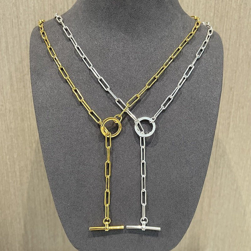 Minimalist Toggle Link Necklace in Silver - floysun