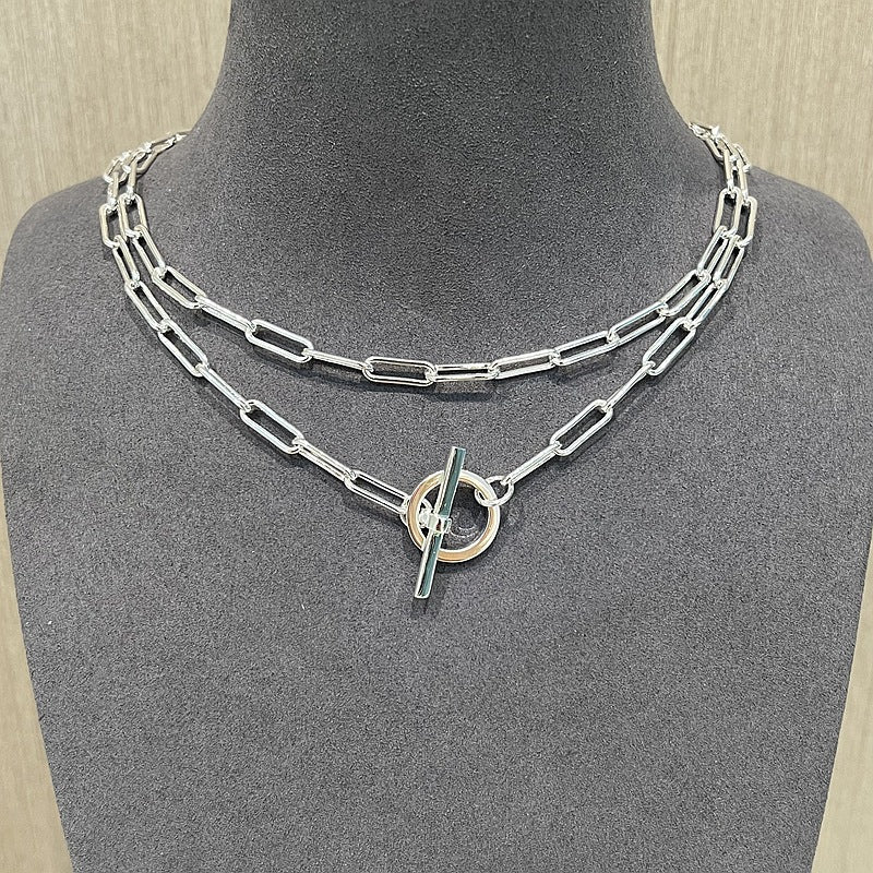 Minimalist Toggle Link Necklace in Silver - floysun