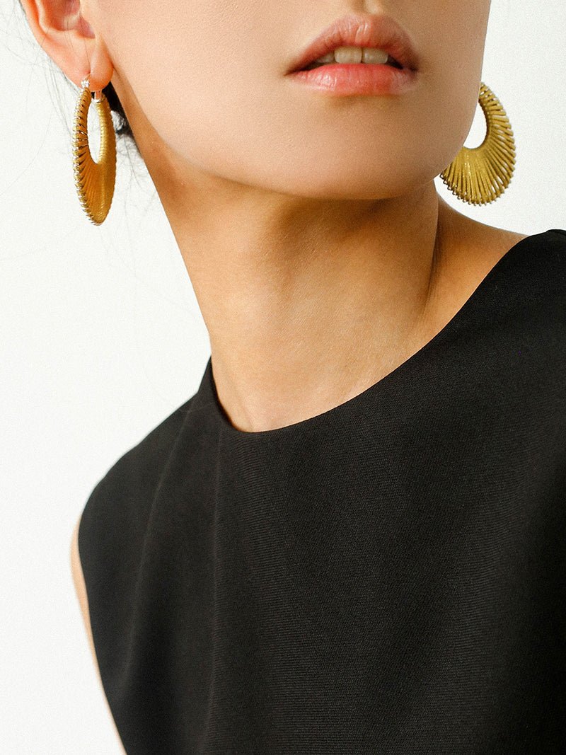 Minimalist Woven Leather Hoop Earrings - floysun