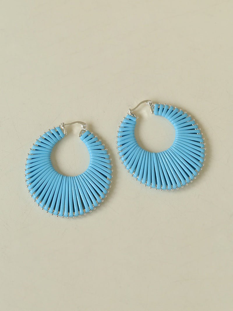 Minimalist Woven Leather Hoop Earrings - floysun