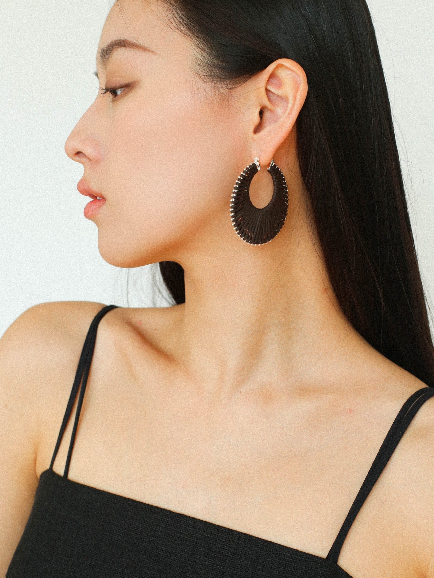 Minimalist Woven Leather Hoop Earrings - floysun
