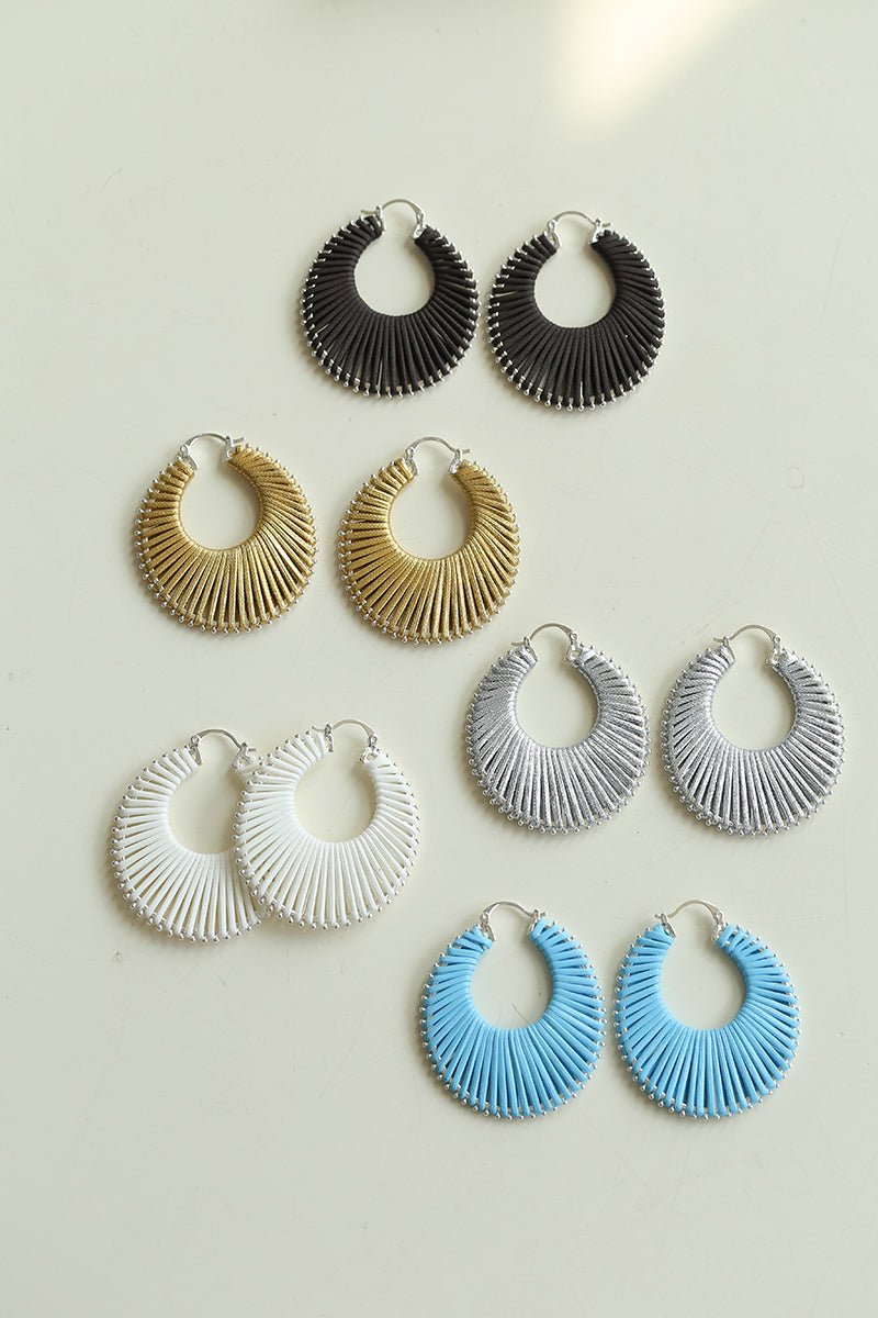 Minimalist Woven Leather Hoop Earrings - floysun